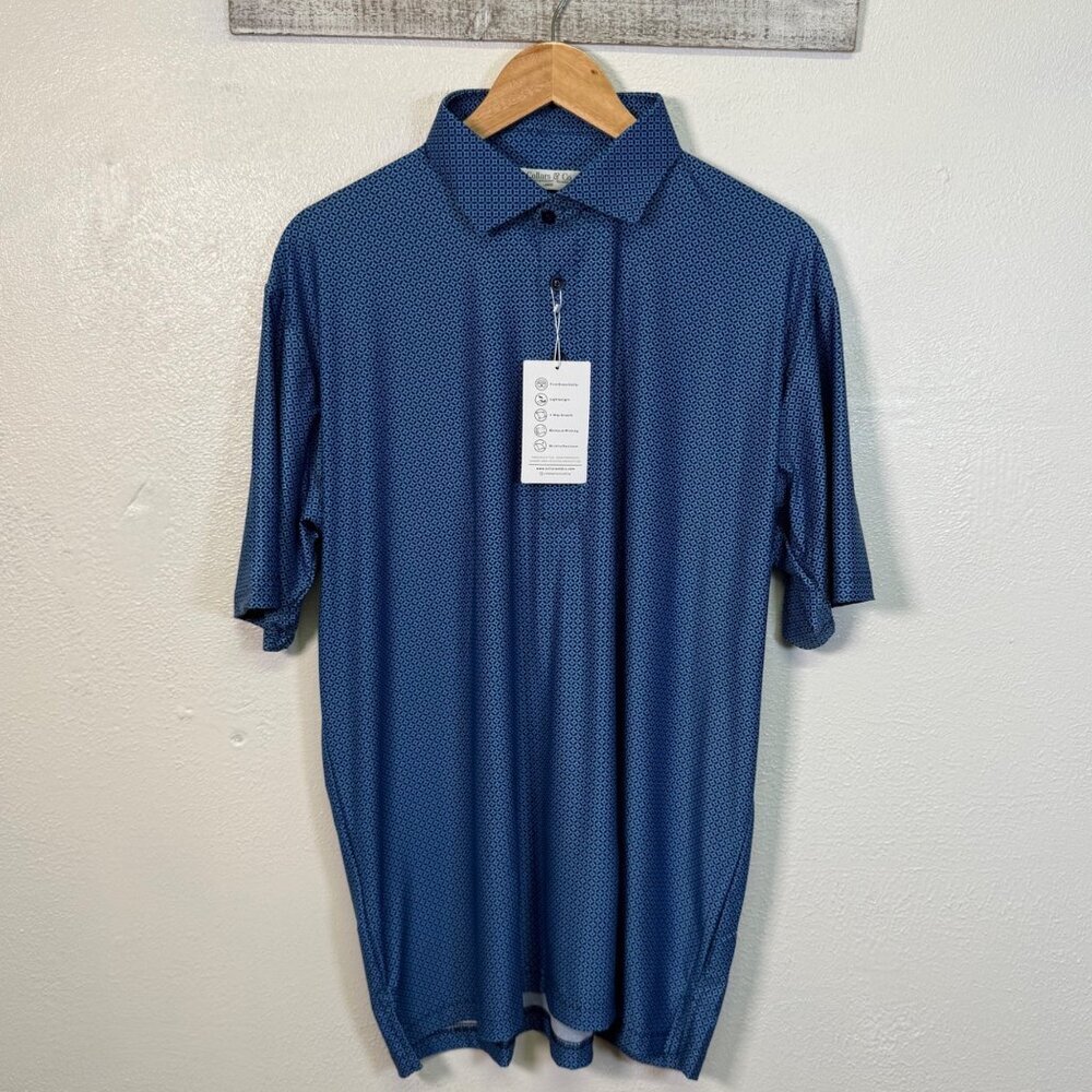 Collars & Co Dress Collar Polo Featherweight Navy Mosaic Large Career Preppy